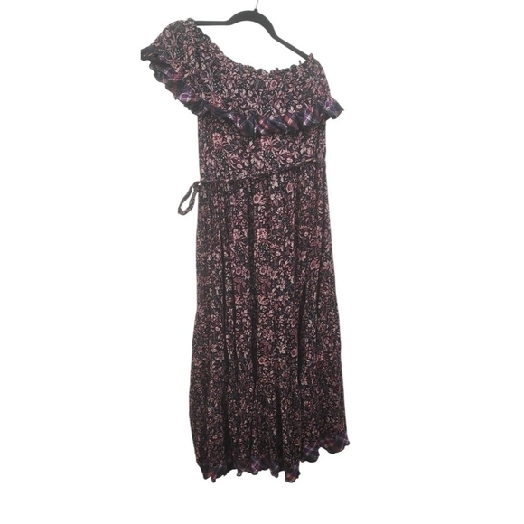 Free People What About Love Maxi Dress Printed One Shoulder Ruffle Belted XS - Picture 6 of 14